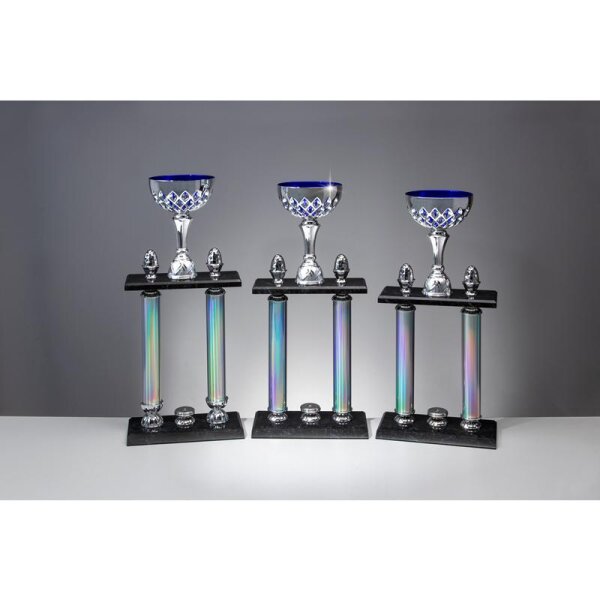 Säulenpokal Silber-Blau 560mm Stjepan für Leistung, Engagement und Beständigkeit