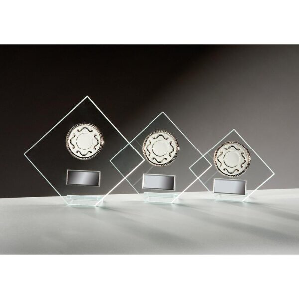 Glastrophäe mit Fassungen Käthe für Wettbewerbe jeder Art und jede Altersklasse