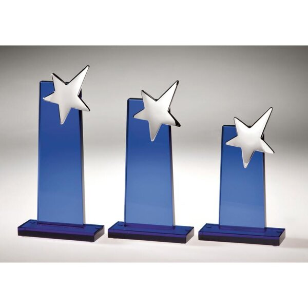 Glastrophäe Blau + Stern Ludger für Vereinsmeister, Siegerteams und Platzierungen