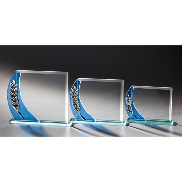 Glastrophäe Blaue Verzierung Norbert für Bühne, Podium und Präsentation