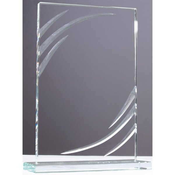 Glastrophäe Rechteck. Hans-Hermann für Firmenfeiern, Mitarbeiter-Awards und Erfolge