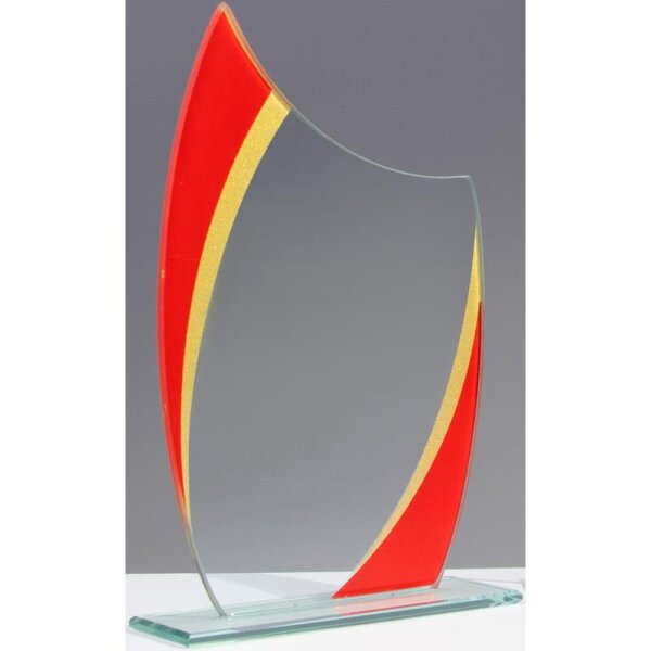 Glastrophäe rot-Gold Valentine für Stadtfeste, Aktionen und lokale Wettbewerbe