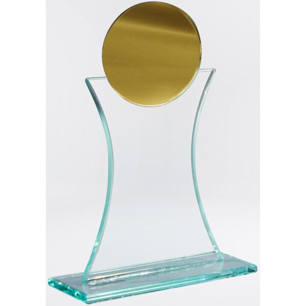 Glastrophäe runde Goldfassung Hannchen für professionelle Auftritte und hochwertige Ehrungen