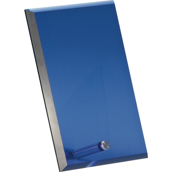 Glastrophäe Blau neutral Elwira für Leistung, Engagement und Beständigkeit