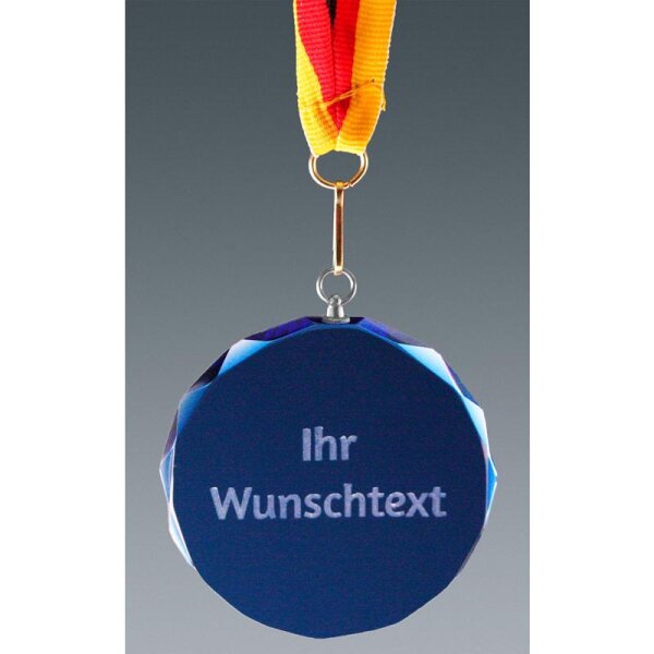 Kristallglasmedaille Blau Zeljko für Pokalserien in einheitlichem Look