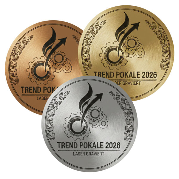 Lasergravur Emblem auf Kunststoffträger in 2 Größen und 3 Farben